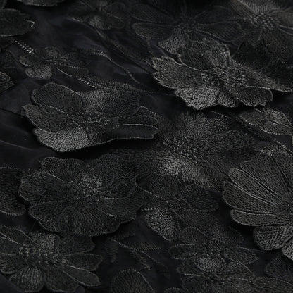 Vacation photography dress, strapless mesh embroidered flowers banquet party runway evening gown