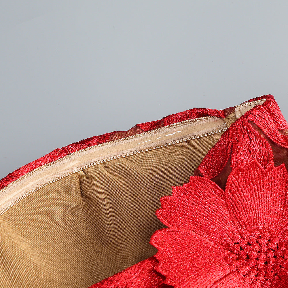 Vacation photography dress, strapless mesh embroidered flowers banquet party runway evening gown