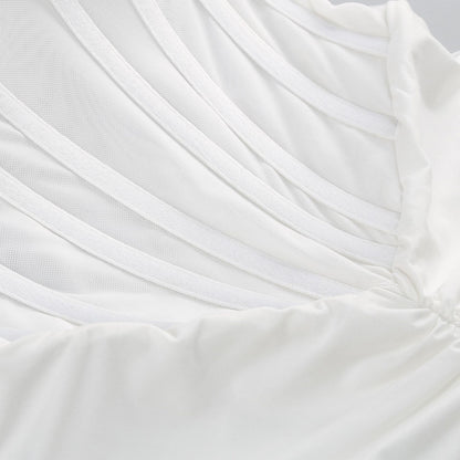 Herringbone halter neck evening gown sexy backless ruched bodycon dress for women