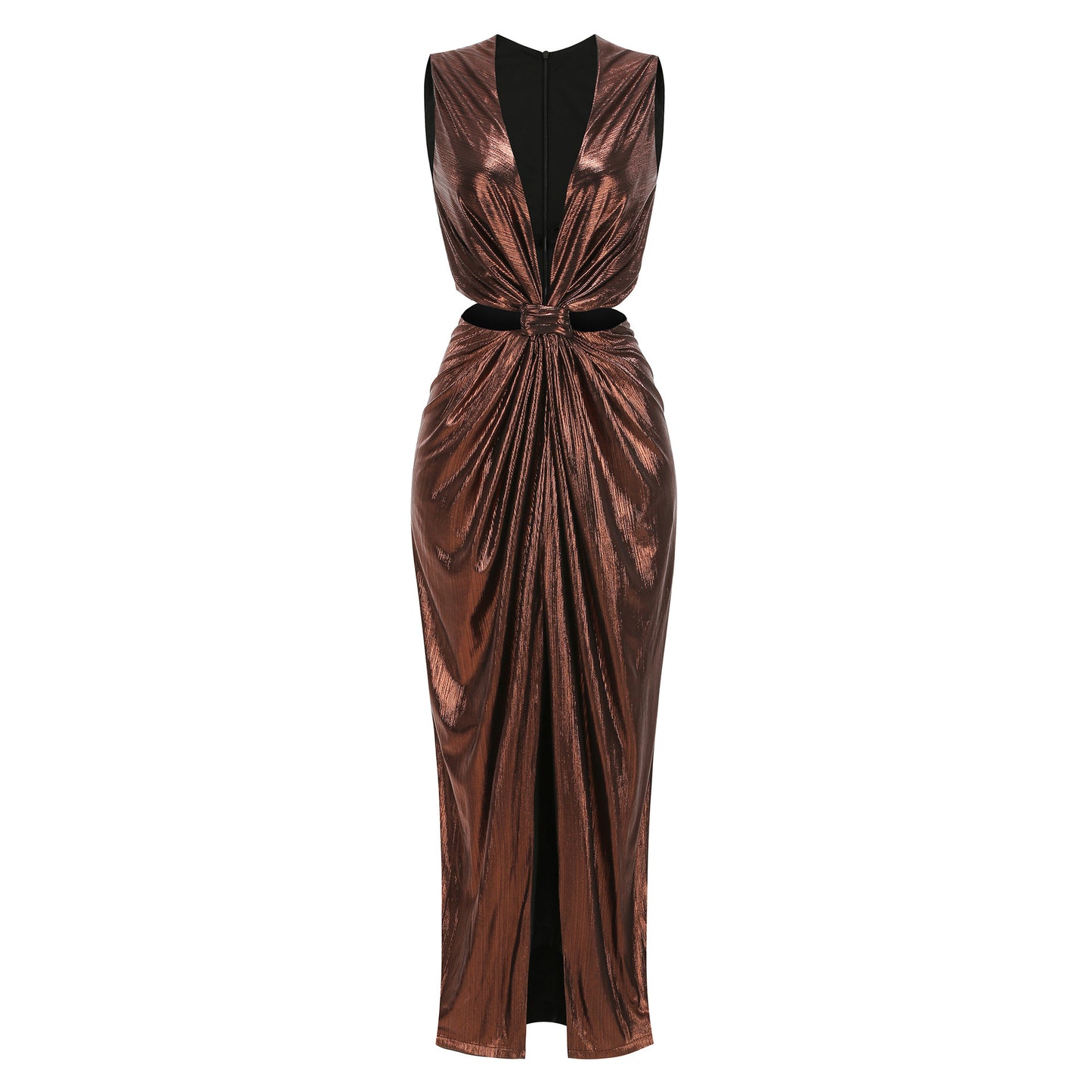 Stylish evening gown with  glossy ruched sexy party dress